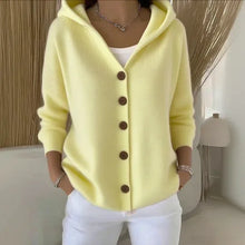 Load image into Gallery viewer, Solid Color Button Knit Hooded Sweater Cardigan Jacket For Autumn Winter New Casual Fashionable Women's Clothing Pulls Femmes
