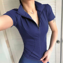Load image into Gallery viewer, Casual Slim Sports Coat For Women Short Sleeve Solid Zipper Tops Female Cycling Running Yoga Outfit Clothes Summer Sport Jacket
