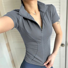 Load image into Gallery viewer, Casual Slim Sports Coat For Women Short Sleeve Solid Zipper Tops Female Cycling Running Yoga Outfit Clothes Summer Sport Jacket
