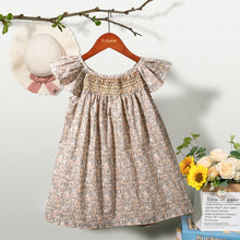 Load image into Gallery viewer, Floral Summer Dress for 1 2 3 4 5 6 Years Girls Smocking Design with Flying Sleeve Baby Toddler Daily Cute Clothes
