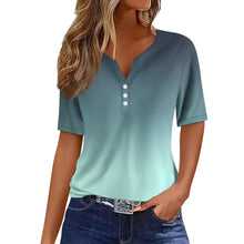 Load image into Gallery viewer, Women Summer Trendy Simple Casual Fashion Button T Shirt V Neck Short Sleeve Solid Loose Pullover Tops Plus Size Ropa De Mujer
