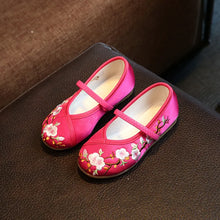 Load image into Gallery viewer, Girls' Chinese Embroidered Satin Flats | Hanfu Mary Jane Shoes (EU 22–36)
