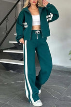 Load image into Gallery viewer, Autumn Winter Women's New Hoodie Suit Y2K Striped Zipper Loose Fit Jacket Outwear And High Waist Side-striped Pants Sports Sets
