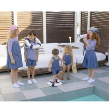 Load image into Gallery viewer, AP SS26 blue denim collection kids boys girls spring summer fashion jeans pleated skirt jumper shirt family clothing clothes
