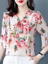 Load image into Gallery viewer, Tops for Women Dressy Casual,Ruffle Sleeve Blouses Floral Shirts,V Neck Summer Fashion Clothes
