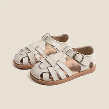 Load image into Gallery viewer, Girls' Genuine Leather Roman Sandals | Anti-Slip Soft Sole Summer Shoes (Sizes 22–31)
