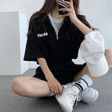 Load image into Gallery viewer, Women's Tracksuit Short Sets Sportswear Solid Print Shorts Sleeve Blouse Shorts Tracksuits Female Summer Casual Two Piece Sets
