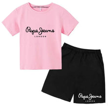 Load image into Gallery viewer, Kids Trendy Simple Letter Print Summer Fashion Breathable Tees+Shorts 2pcs Sportsuits 3-13 Years Boys Girls Outfits Clothes Sets
