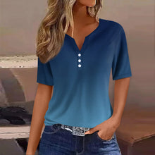 Load image into Gallery viewer, Women Summer Trendy Simple Casual Fashion Button T Shirt V Neck Short Sleeve Solid Loose Pullover Tops Plus Size Ropa De Mujer
