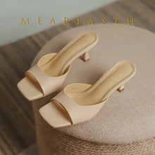 Load image into Gallery viewer, Women's Square Toe Open-Toe Mule Heels
