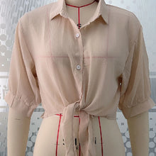 Load image into Gallery viewer, Summer Sun-protective Clothing Casual Loose Clothes Elegant Solid Color Tied Waist Blouse Bat Half Sleeve Button Chiffon Shirt
