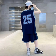 Load image into Gallery viewer, 2026 New Kids Summer Trendy Letter Print Sleeveless Breathable Tees+Shorts 2pcs Sportsuits Teenage Kids Basketball Sports Sets
