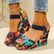 Load image into Gallery viewer, Women's Retro Ethnic Print Wedge Platform Sandals
