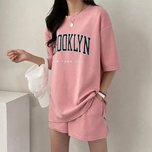 Load image into Gallery viewer, Women's Tracksuit Short Sets Sportswear Solid Print Shorts Sleeve Blouse Shorts Tracksuits Female Summer Casual Two Piece Sets

