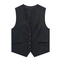 Load image into Gallery viewer, HH Summer Women Elegant Solid Single Breasted V Neck Casual Vest Top Female Fashion Office Lady Chic Outerwear Vest

