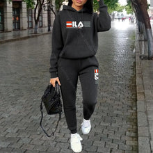 Load image into Gallery viewer, Women's Printed Fleece Hoodie &amp; Pants Two-Piece Set
