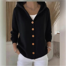 Load image into Gallery viewer, Solid Color Button Knit Hooded Sweater Cardigan Jacket For Autumn Winter New Casual Fashionable Women's Clothing Pulls Femmes
