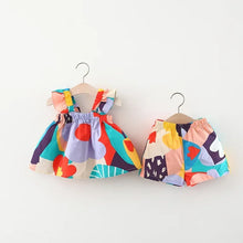 Load image into Gallery viewer, Summer Baby Girls Clothing Sets Suspender Top Color Matching Floral Vest + Children'S Casual Pants Little Kids Clothes Suit
