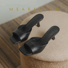 Load image into Gallery viewer, Women's Square Toe Open-Toe Mule Heels

