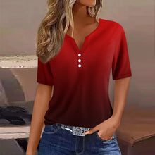 Load image into Gallery viewer, Women Summer Trendy Simple Casual Fashion Button T Shirt V Neck Short Sleeve Solid Loose Pullover Tops Plus Size Ropa De Mujer
