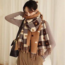 Load image into Gallery viewer, 1 Piece of Women's Autumn and Winter Heart-Shaped Scarf, Women's Plaid Comfortable Scarf, Thick Large Blanket Shawl Scarf
