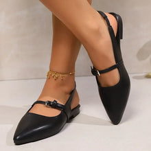 Load image into Gallery viewer, Women's Bling Pointed Toe Slingback Med Heel Shoes
