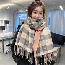 Load image into Gallery viewer, 1 Piece of Women's Autumn and Winter Heart-Shaped Scarf, Women's Plaid Comfortable Scarf, Thick Large Blanket Shawl Scarf
