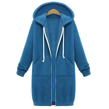 Load image into Gallery viewer, 2024 Women's Autumn Winter ThickenHoodies Parkas Loose Hooded Jackets Zipper Pocket Maxi Size Sweatshirt Sports Dresses Outwear
