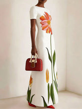 Load image into Gallery viewer, Women's Artistic Print Retro Slim-Fit Long Dress
