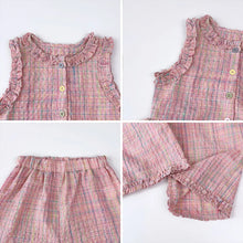 Load image into Gallery viewer, Pink Girl's Summer Two-piece Set with Single Breasted Sleeveless Top and Casual Pants, New Children's Sets Kids Clothes
