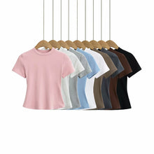 Load image into Gallery viewer, Women's Slim Crew-Neck Cropped Tee

