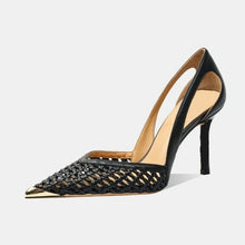 Load image into Gallery viewer, Bling Women Sandals Fashion Pointed Toe Shallow Slip On Ladies Elegant Slingback Shoes Med Heel Pumps
