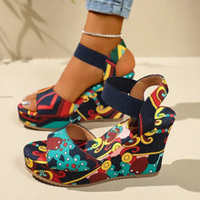 Load image into Gallery viewer, Women's Retro Ethnic Print Wedge Platform Sandals
