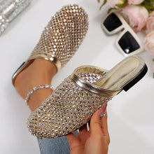Load image into Gallery viewer, Women's Diamond Embellished Flat Slide Sandals
