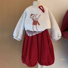 Load image into Gallery viewer, Girls' Korean Style Cartoon Print Sweatshirt &amp; Pants Set Cute Long Sleeve 2-Piece Outfit Versatile New Autumn Casual Wear
