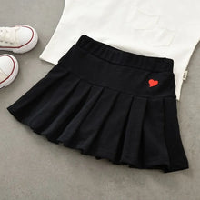 Load image into Gallery viewer, JK Skirt Shorts Children Miniskirt Summer Girls Candy Color Embroidered Heart Design  Simple Pleated Skirt Safety Pants Design
