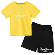 Load image into Gallery viewer, Kids Trendy Simple Letter Print Summer Fashion Breathable Tees+Shorts 2pcs Sportsuits 3-13 Years Boys Girls Outfits Clothes Sets
