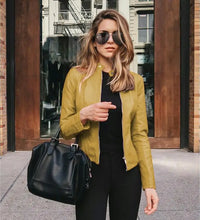 Load image into Gallery viewer, Women's PU Leather Biker Zipper Jacket
