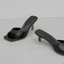 Load image into Gallery viewer, Women's Square Toe Thin Heel Mule Slippers
