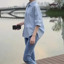 Load image into Gallery viewer, Summer Shirt Women Blouses 2024 New Mid-sleeve Loose Y2k Chic Clothes Fashion Irregular Shirts Korean Ladies Casual Vacation Tos

