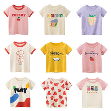 Load image into Gallery viewer, 2025 Summer 2-8 Years Kids Girl Shorts Sleeve T-shirts Printed Little Girl Top Baby Girl T Shirts Children Toddler Girl Clothes
