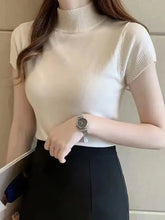 Load image into Gallery viewer, Women Summer Sexy Knitted Turtleneck Sleeveless T-Shirts Tops Solid Slim Fit Pullovers Causal Tees Female Streetwear Basics Tees
