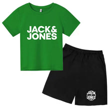 Load image into Gallery viewer, Kids Trendy Simple Letter Print Summer Fashion Breathable Tees+Shorts 2pcs Sportsuits 4-14 Years Boys Girls Outfits Clothes Sets
