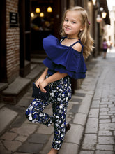 Load image into Gallery viewer, Summer Teen Girls Flower Chiffon Clothing Set Children Off Shoulder tops Floral Pants Kids Outfits Girl Clothes For 8 12 14Years
