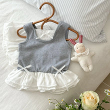 Load image into Gallery viewer, Summer Baby Girls Clothes Sets Toddler Ruffle Trim Patchwork Ribbed Sleeveless Vest+Flower Bud Shorts 2Pcs Kids Casual Outfits
