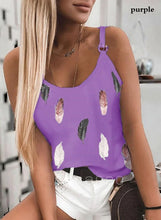 Load image into Gallery viewer, 2022 Summer Women Wear New Pattern Fashion T-Shirt Summer Casual Feather Print Sleeveless Tank Tops Camisole Coat
