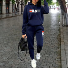Load image into Gallery viewer, Women's Printed Fleece Hoodie &amp; Pants Two-Piece Set
