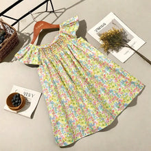Load image into Gallery viewer, Floral Summer Dress for 1 2 3 4 5 6 Years Girls Smocking Design with Flying Sleeve Baby Toddler Daily Cute Clothes
