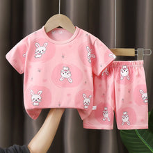 Load image into Gallery viewer, 2-6 Years Baby Girl Summer Set Children's Short-sleeved Shorts Suit Cotton T-shirt Little Girls Unicorn Giraffe Cartoon Set

