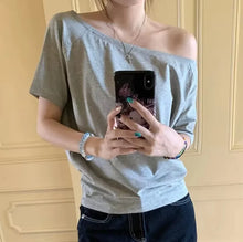 Load image into Gallery viewer, T-shirts Women Solid Simple Summer Casual Cleanfit Short Sleeve All-match Young Girls Streetwear Y2k Top Aesthetic Clothes Ins
